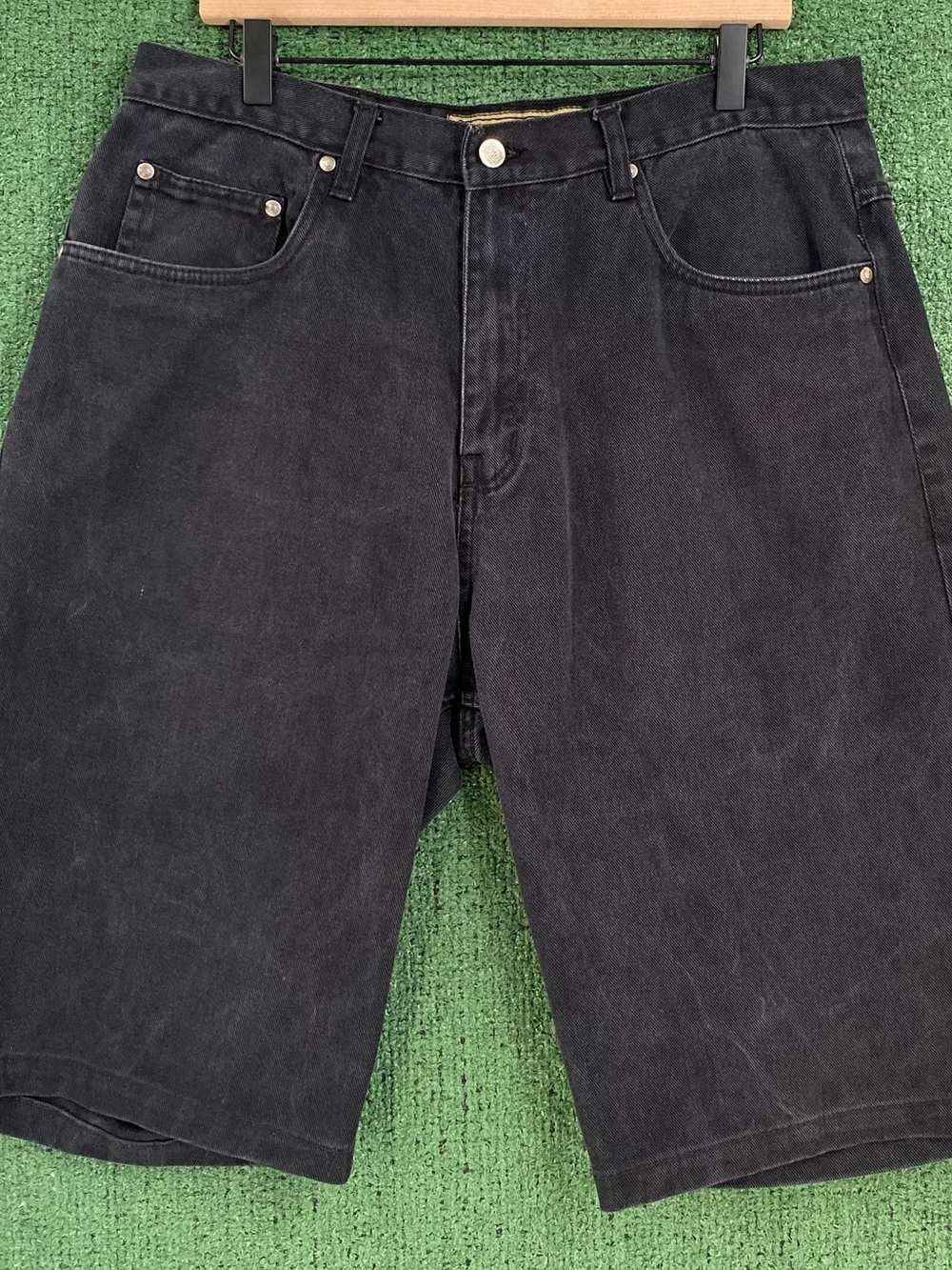 VTG Y2K Kenneth David Faded Black Baggy Denim Jean Shorts Jorts Men’s Size 33